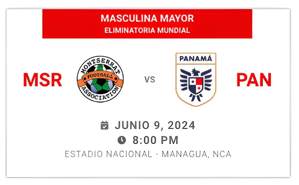 Panamá vs Montserrat 9 de junio en Managua