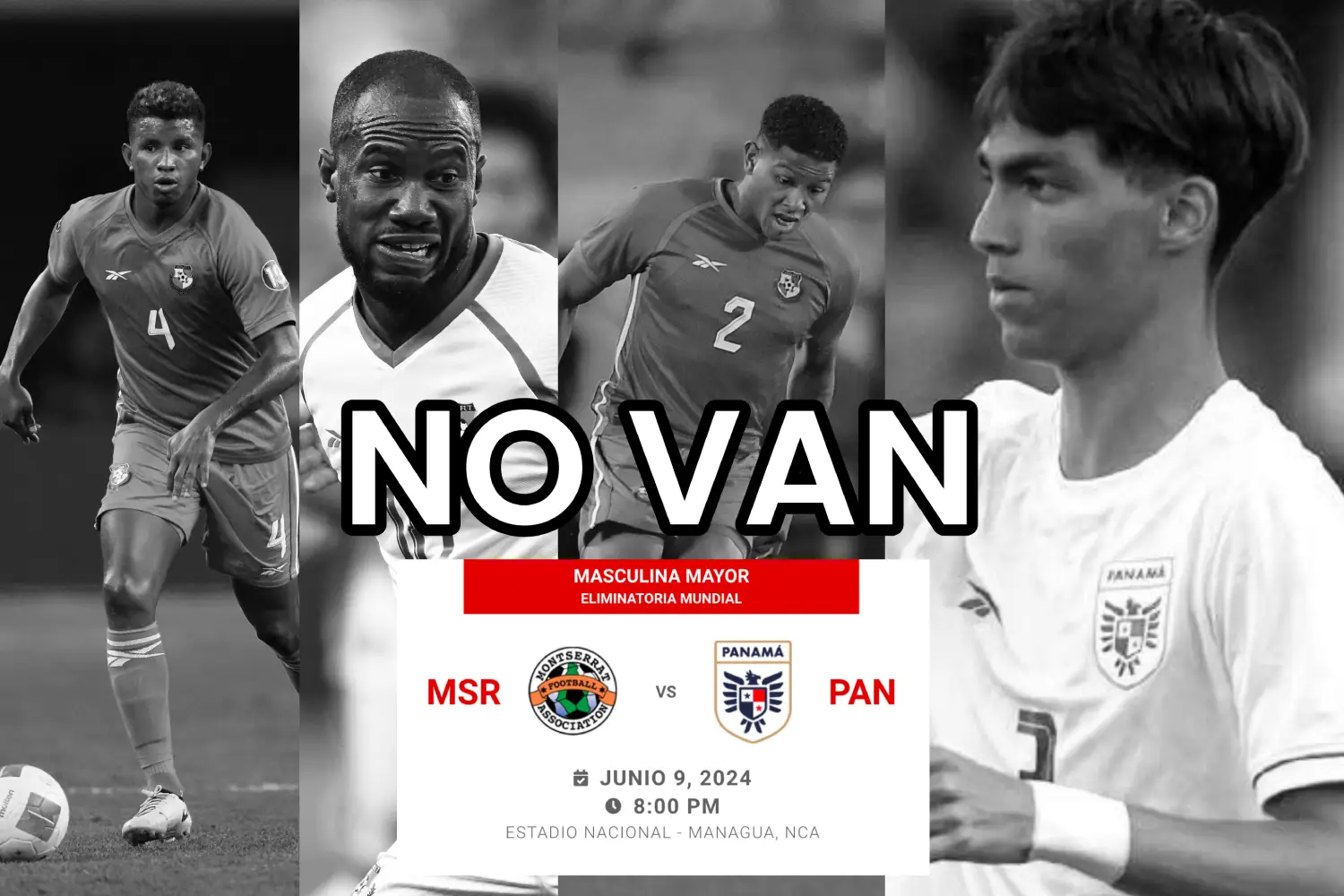 Los jugadores de Panamá: Fidel Escobar, Cecilio Waterman, Iván Anderson y Martín Krug ante una baja para el partido contra Montserrat