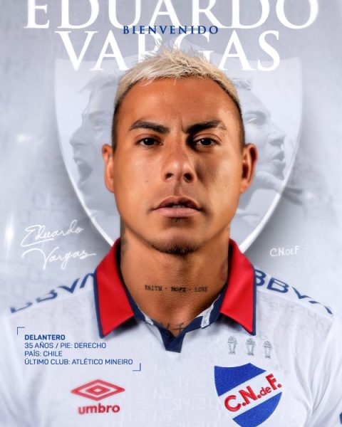 Eduardo Vargas, nuevo jugador de Nacional de Uruguay