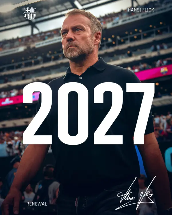 Barcelona amarra a Hansi Flick hasta 2027 Hansi Flick renueva con el Fc Barcelona hasta el 2027
