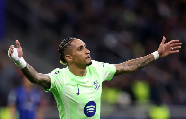 Raphinha iguala a Guirassy como máximo goleador de la Champions RaphinhaPhoto by Carl Recine/Getty Images)