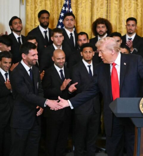 Trump recibe a Messi en la Casa Blanca.